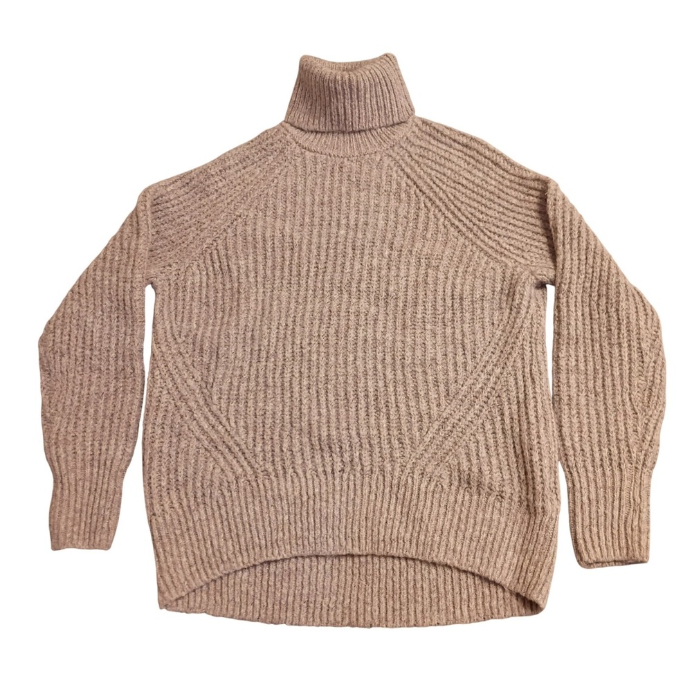 Old Navy Turtleneck Sweater Womens Small Mauve Chunky Rib Knit Pullover